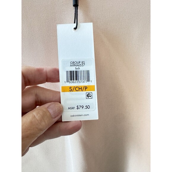 NEW!! CALVIN KLEIN Sz Small Sheer lined Lace inset Sleeve Blouse 79.50 MSRP - Picture 10 of 10